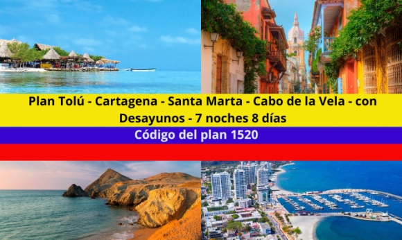 Plan Tolú - Cartagena - Santa Marta - Cabo de la Vela - con Desayunos  -  7 noches 8 días