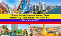 Plan Cartagena - desayuno y cena + Tours Históricos y Tierra Bomba (Full day en Costa Azul o Paraíso del Sol en Punta Arena) 3 noches 4 días