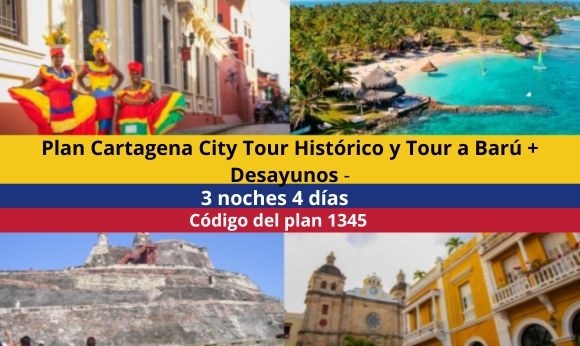 Plan Cartagena 3 noches 4 días + Tours Históricos y Tierra Bomba (Miami o Las Palmas Beach) + Desayunos