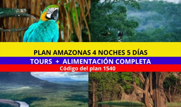 Plan Amazonas - 3 noches en Leticia y 1 noche en la Selva, 4 noches 5 días con desayunos, almuerzos y cenas